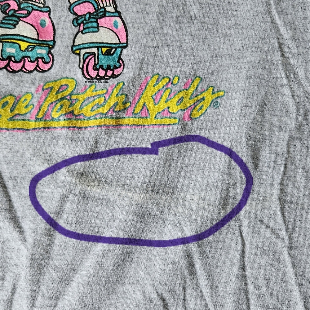 90's Cabbage Patch Kids Rollerblading Gray Graphic Short-Sleeve Tee - Picture 5 of 6